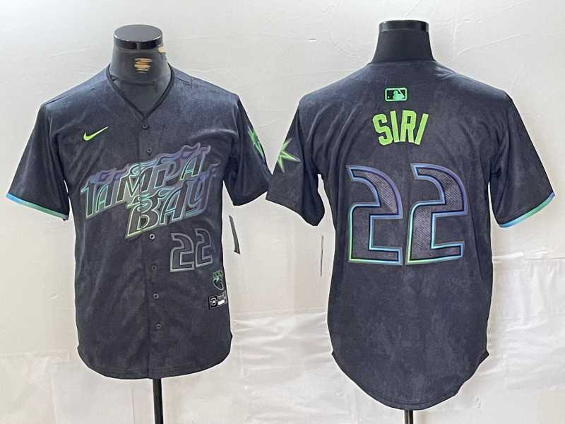 Mens Tampa Bay Rays #22 Jose Siri Number Charcoal 2024 City Connect Limited Stitched Jersey